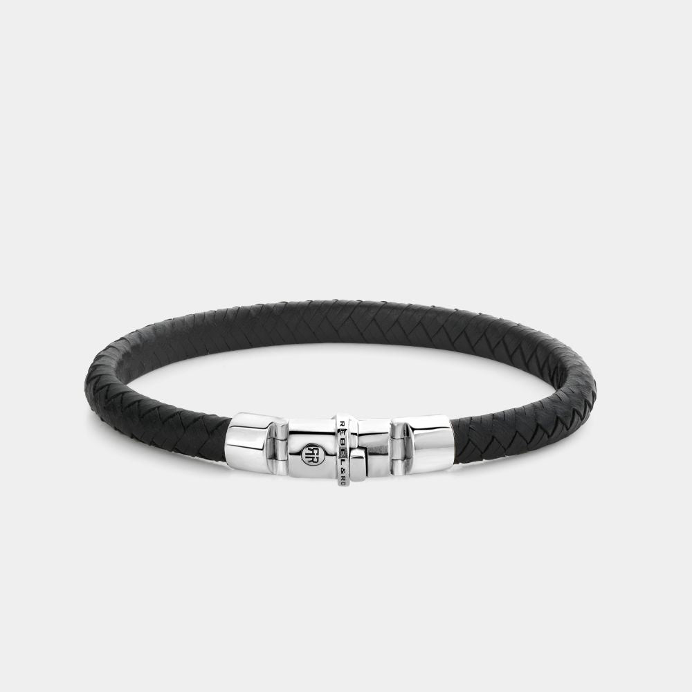 Rebel & Rose leren armband - Half Round Braided black - Damplein 9 SKI & Mode