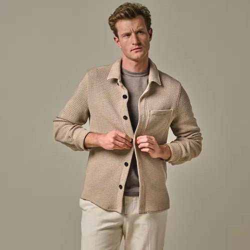 Profuomo crochet overshirt beige - Damplein 9 Mode & SKI