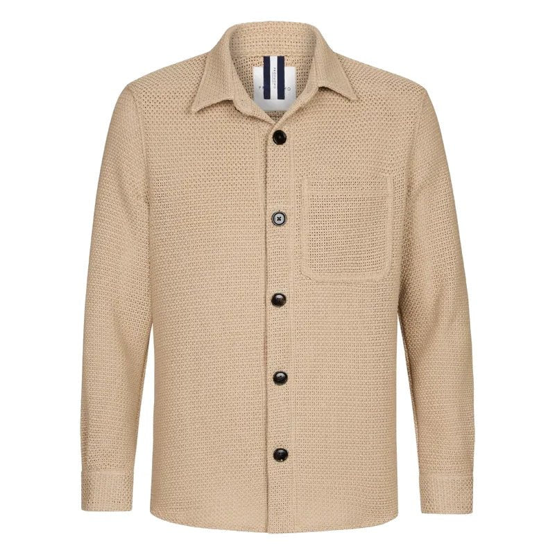 Profuomo crochet overshirt beige - Damplein 9 Mode & SKI