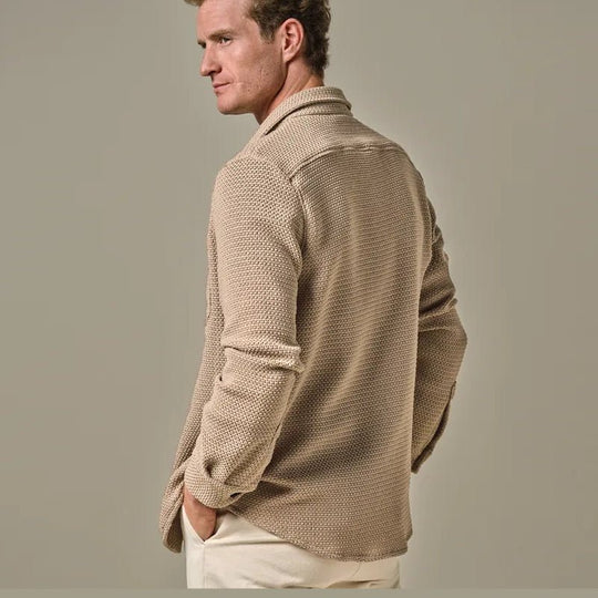 Profuomo crochet overshirt beige - Damplein 9 Mode & SKI