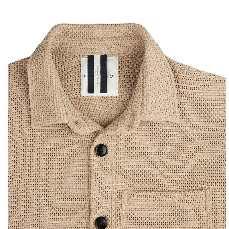 Profuomo crochet overshirt beige - Damplein 9 Mode & SKI