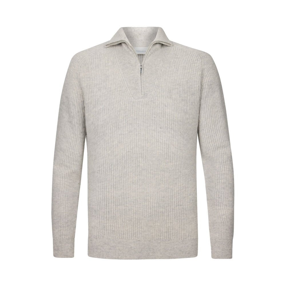 Profuomo heavy wool ribbed half zip Grey - Damplein 9 Mode & SKI