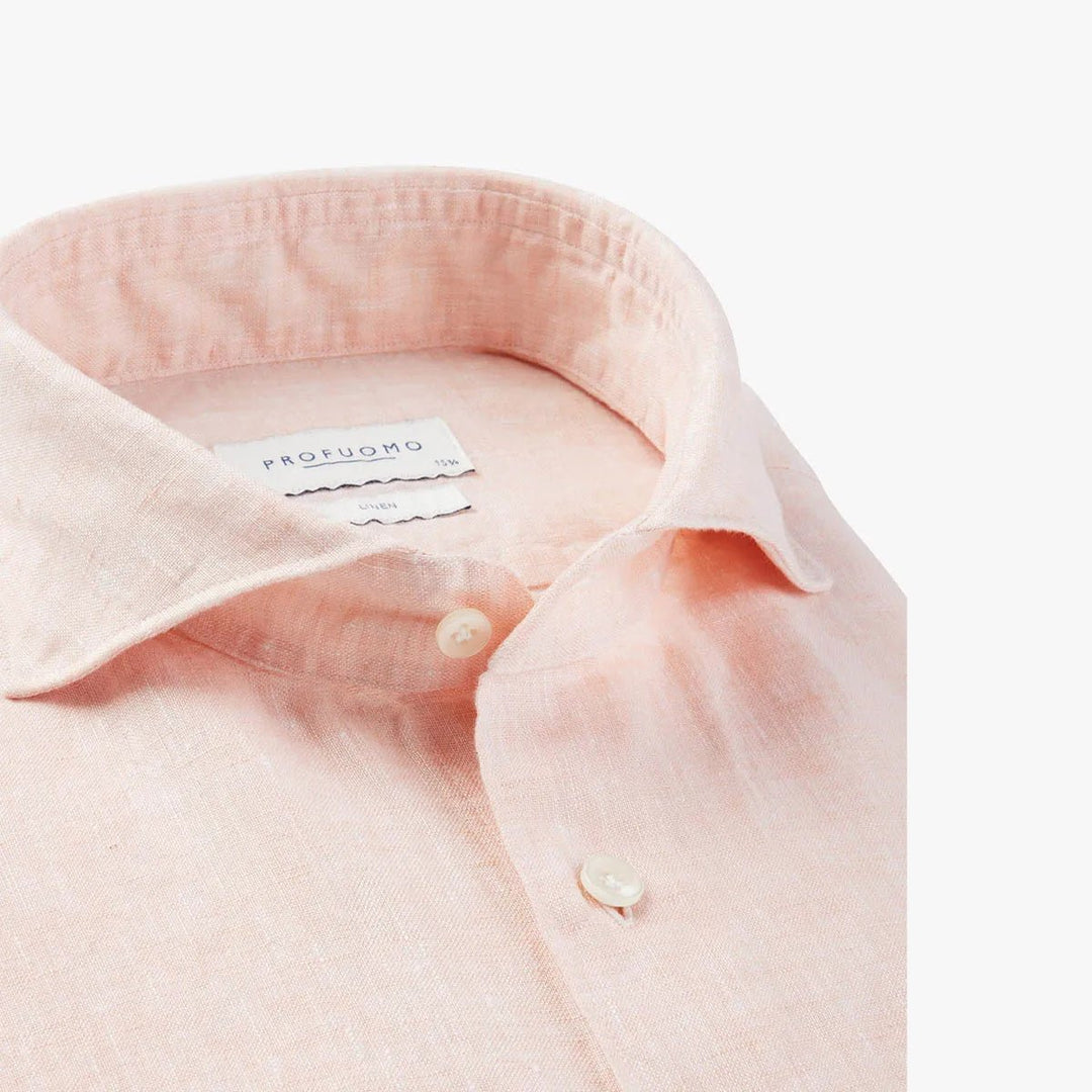 Profuomo linnen overhemd roze - Damplein 9 Mode & SKI