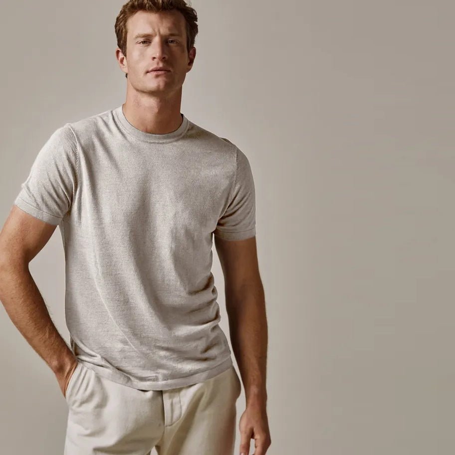 Profuomo linnen t-shirt beige - Damplein 9 Mode & SKI