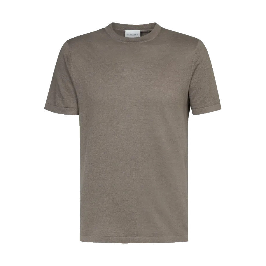 Profuomo linnen t-shirt bruin - Damplein 9 Mode & SKI