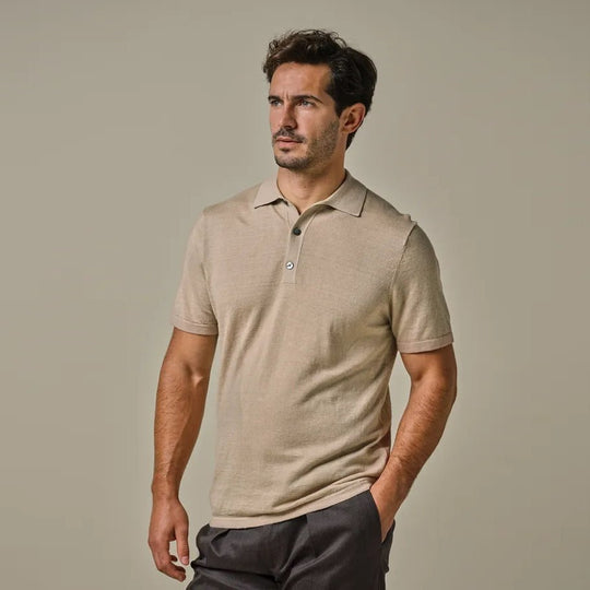 Profuomo linnen/katoen polo beige - Damplein 9 Mode & SKI