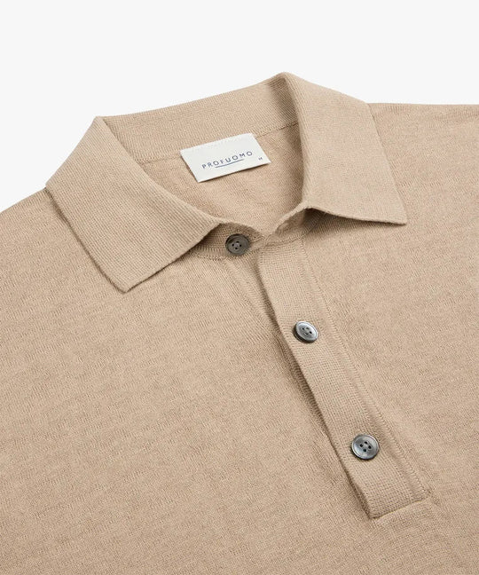 Profuomo linnen/katoen polo beige - Damplein 9 Mode & SKI