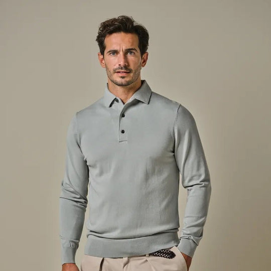 Profuomo luxury basic LS polo midgreen - Damplein 9 Mode & SKI