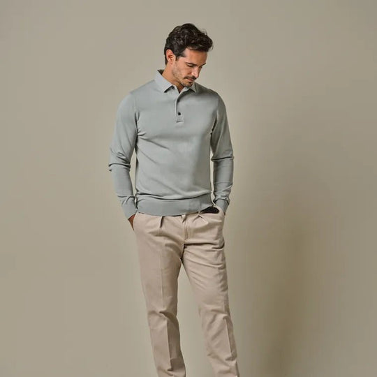 Profuomo luxury basic LS polo midgreen - Damplein 9 Mode & SKI