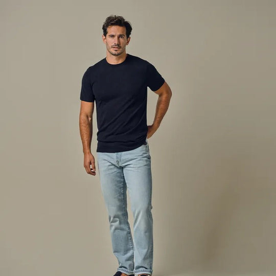 Profuomo luxury basic tee navy - Damplein 9 Mode & SKI