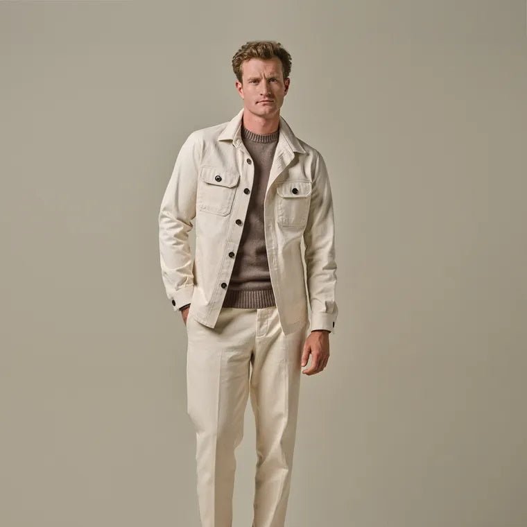 Profuomo overshirt contrast offwhite - Damplein 9 Mode & SKI