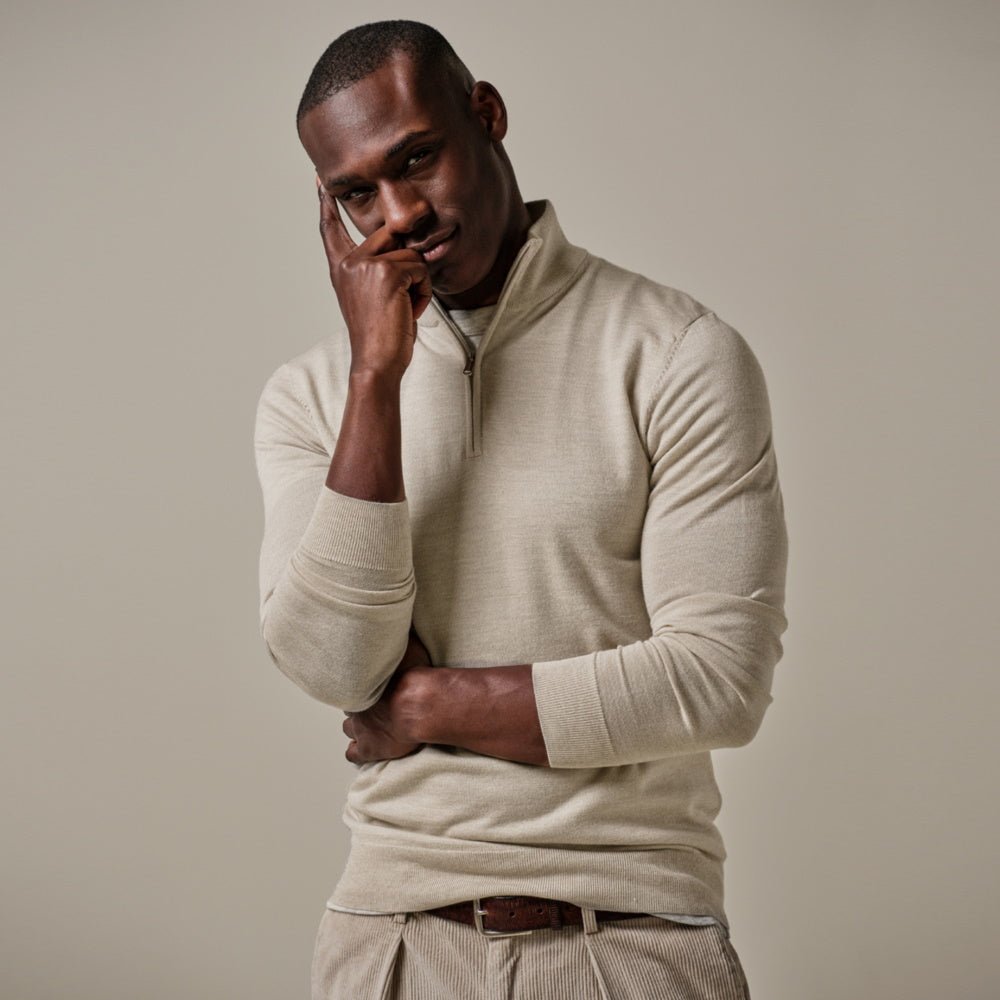 Profuomo pullover half - zip beige - Damplein 9 Mode & SKI