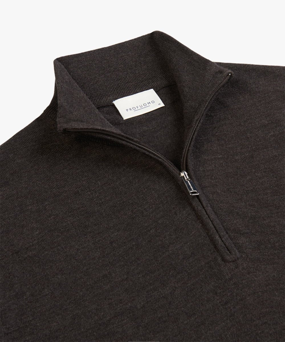 Profuomo pullover half - zip donkerbruin - Damplein 9 Mode & SKI