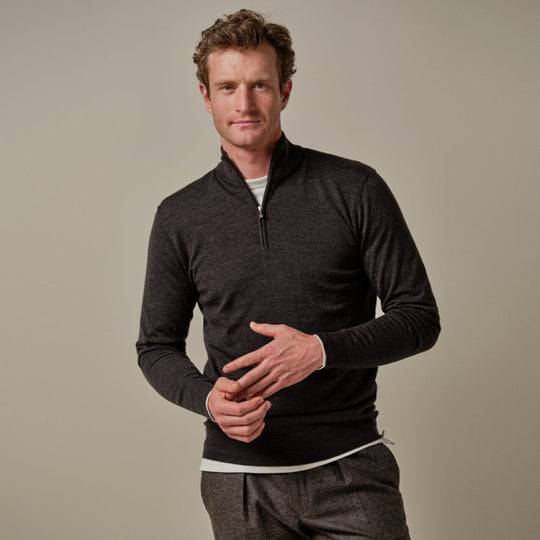 Profuomo pullover half - zip donkerbruin - Damplein 9 Mode & SKI