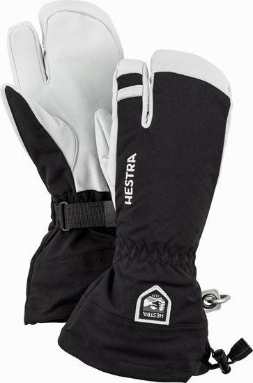 Hestra Army Leather Heli Ski 3-finger skigloves black/white - Damplein 9 SKI & Mode