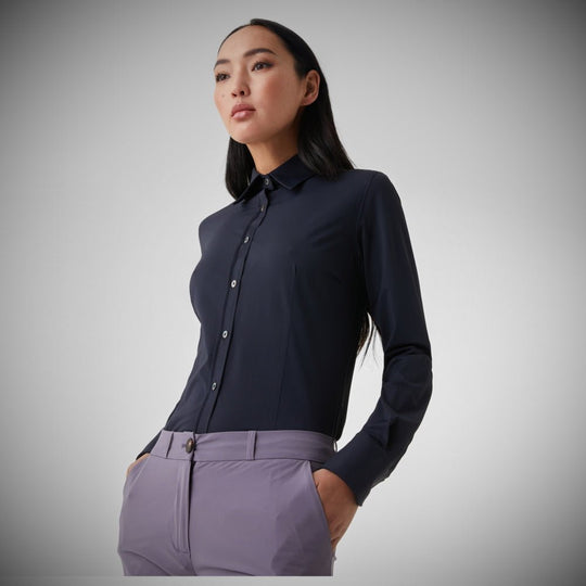 RRD dames Oxford blouse blauw/zwart - Damplein 9 Mode & SKI